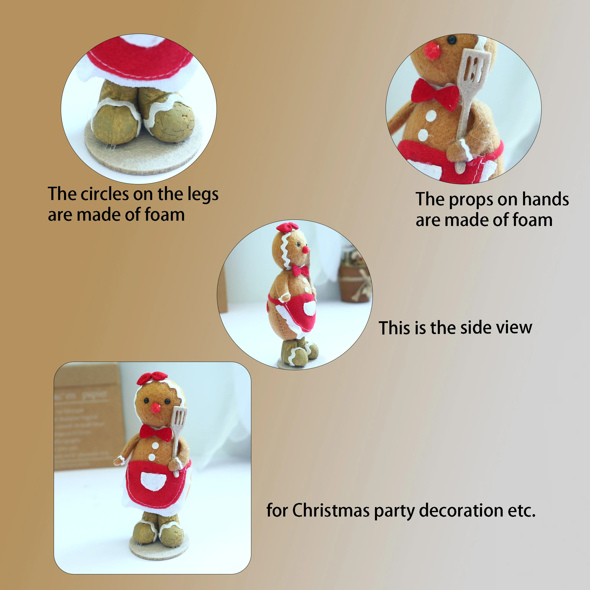 Description Picture 3 of itemChristmas Plush Gingerbread Dolls Chef Gingerbread Man Desktop Ornaments For New Year Party Festival Gift Home Supply Decor