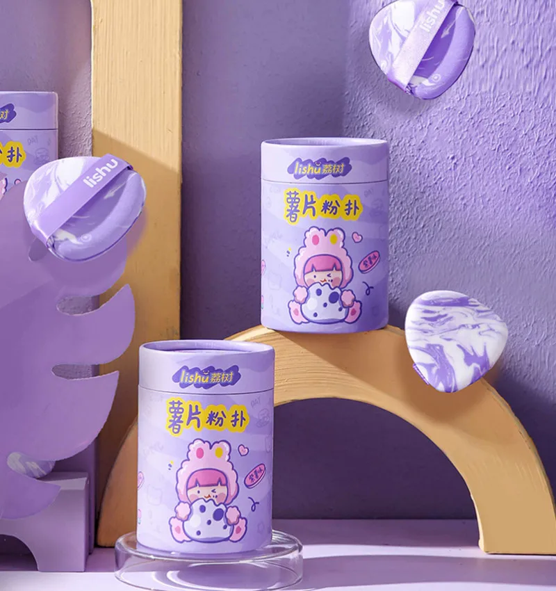 Lishu-건식 습식 메이크업 사용 가능 화장품 퍼프 스폰지 쿠션, 블렌더링 퍼프 파운데이션 파우더, 부드럽고 귀여운, 6 개