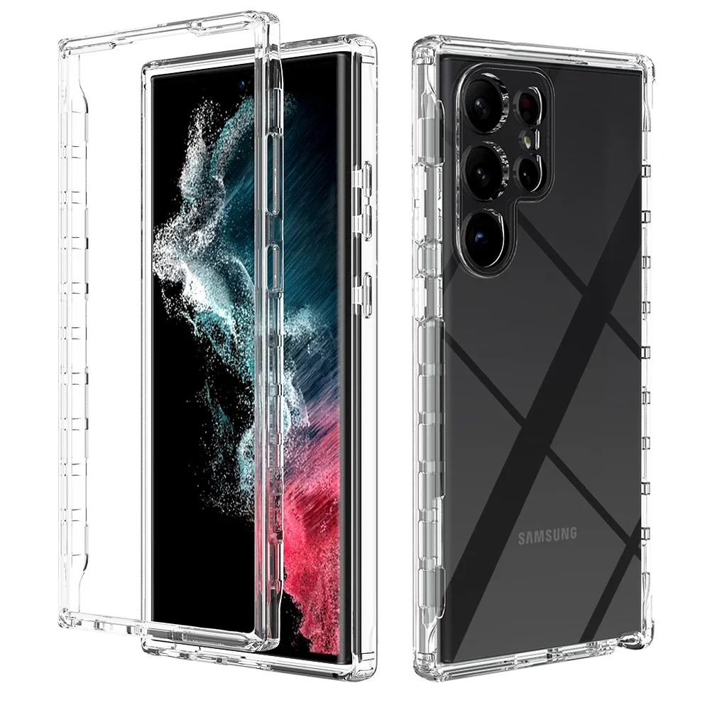 thumbnail image 1 of Transparent Gradient Rugged Armor Shockproof Case For Samsung Galaxy S22 S23 S24 Ultra S21 S20 FE S10 Note 9 10 20 Back Cover, 1 of 5