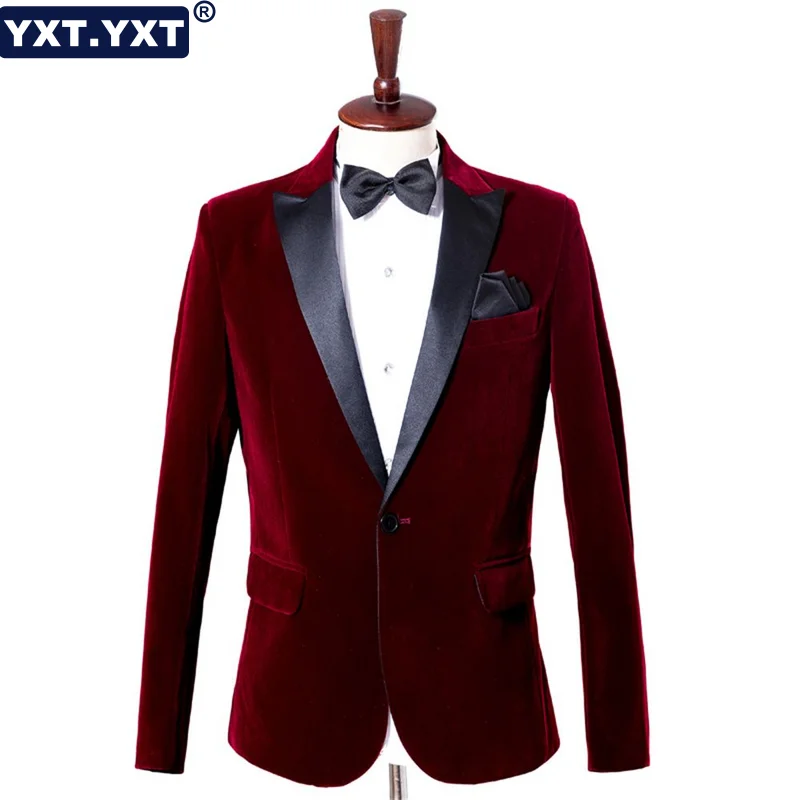 2023 New in Men's Blazer Velvet Single Breasted Jacket Formal Groom Tuxedo Slim Wedding Party Dress Business Casual Male Suit