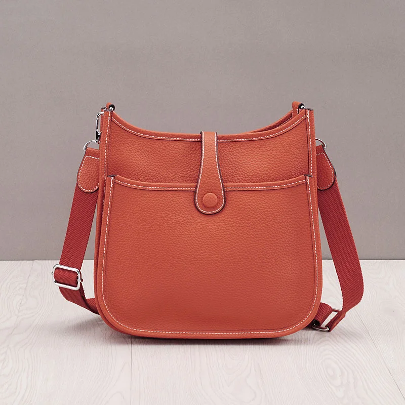 

Genuine Leather Bucket Bags Litchi Grain Crossbody Bags