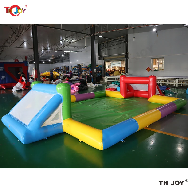Free Air Shipping 10x5m Customized PVC Soap Football Field Inflatable Soccer Pitch, Inflatable Soccer Field for Sale 3