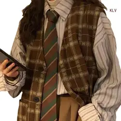 Classic Striped Retro Necktie for School and Casual Wear (Coffee Green Stripe)