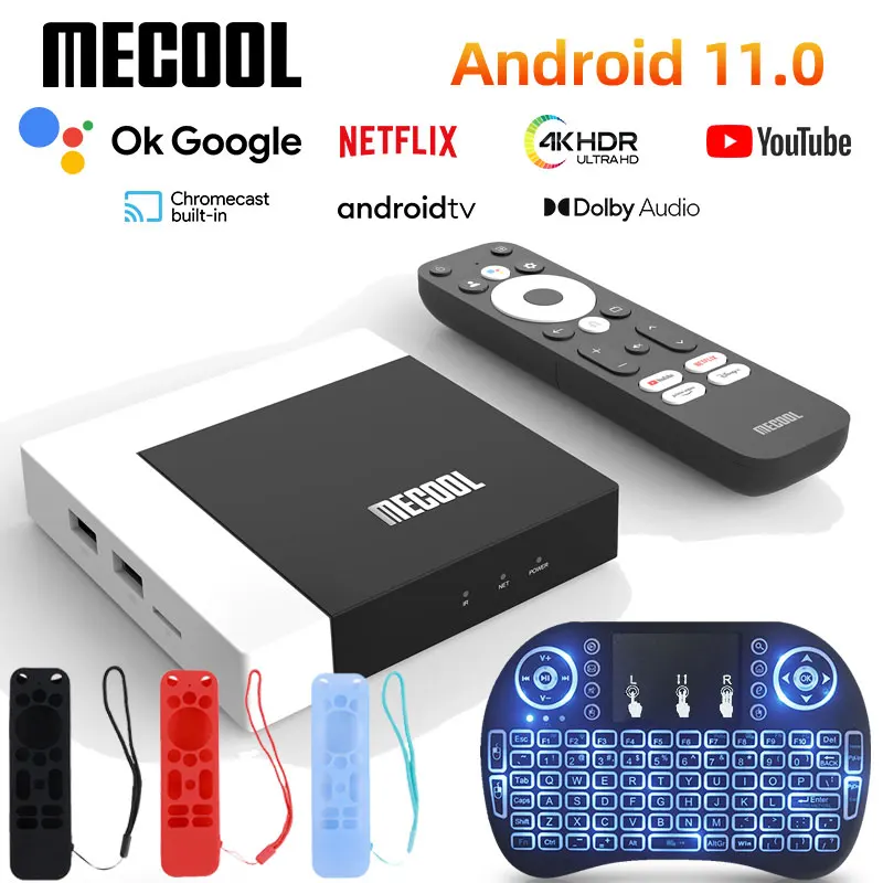 MECOOL-Caixa de TV Android certificada pelo Google, Amlogic HDR10, Caixa de TV certificada pelo Google, 2GB, DDR4, 16GB, 2.4G, 5G, WiFi, prefixo, HDR10, KM7 PLUS