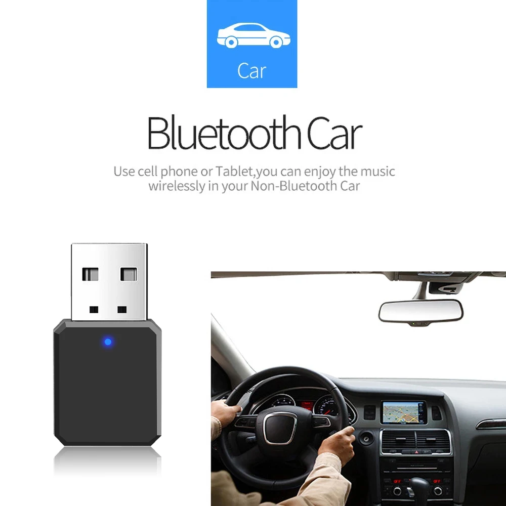 Bluetooth Adapter Bluetooth Audio Receiver Bluetooth Transceiver Adapter Audio Adapter Bluetooth Aux Adaptor Wireless Adapter USB Dongle Bluetooth 5.0 Receiver Music Speaker Microphone 3.5mm AUX Car Bluetooth Receiver Audio Adapter