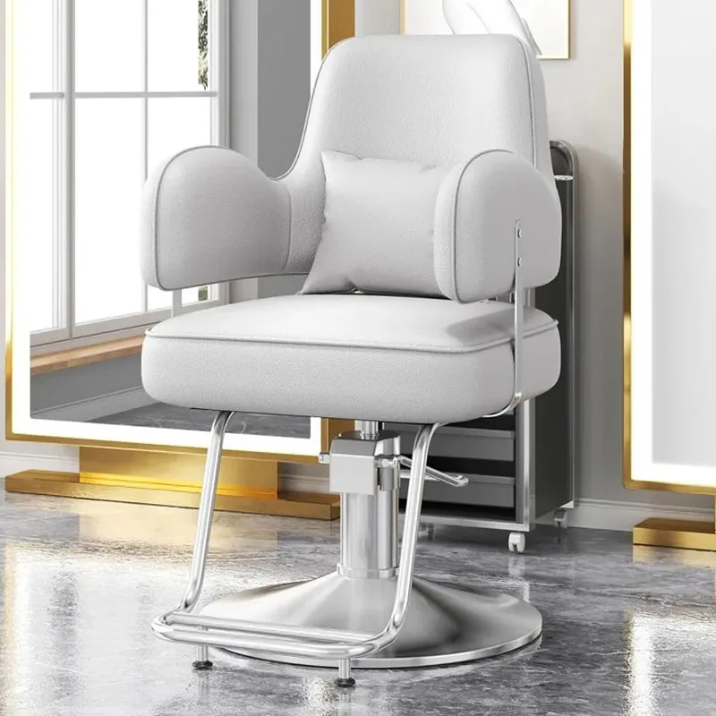 Luxury Barbershop Salon Chair Modern Comfort Swivel Hairdressing Salon Chair Leather Retro Silla De Barbero Commercial Furniture