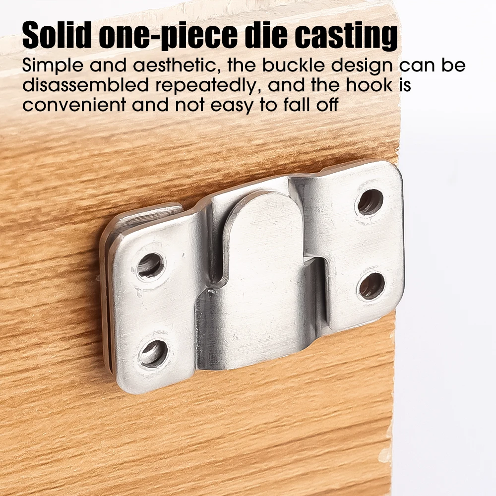 1/3set Stainless Steel Interlock Hanging Buckle Flush Mount Bracket Furniture Connector Wall Picture Frame Display Hanger Hooks