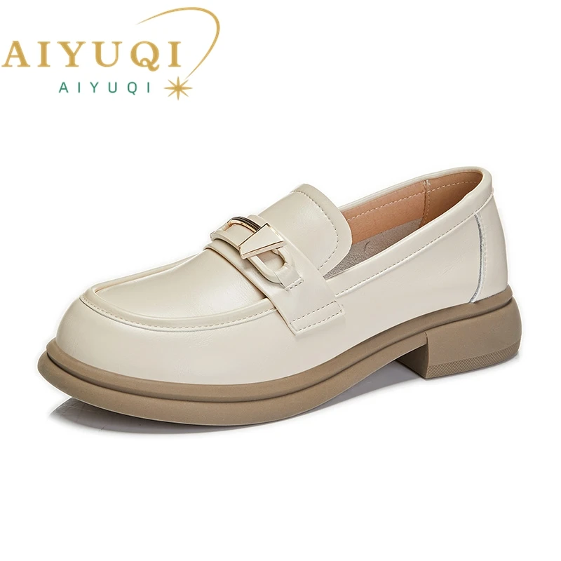 

AIYUQI Genuine Leather Loafers Women Spring 2024 New British Style Women Shoes Slip-on Round Head Student Women Shoes
