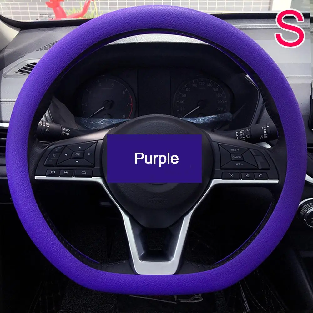 Universal Silicone Steering Wheel Cover - Soft, Textured, Multi-Color Car Accessory