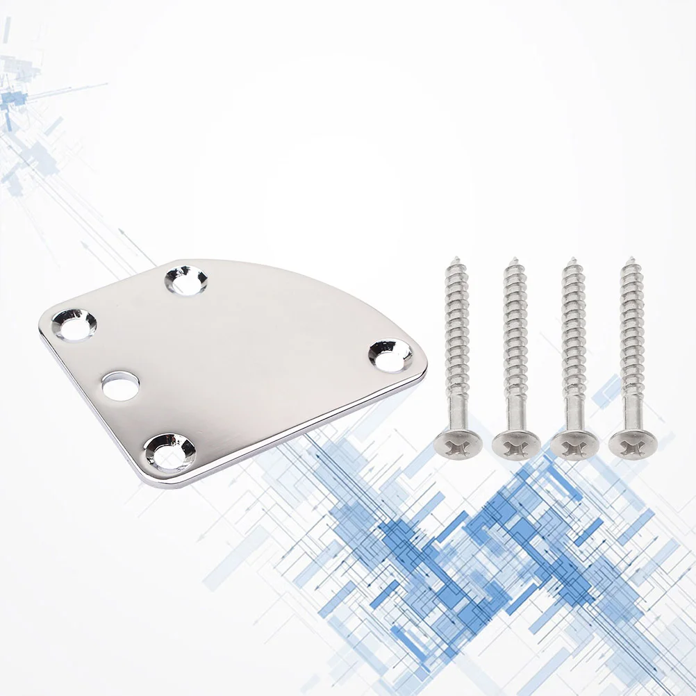 

Triangle 5 Holes Electric Guitar Neck Plate Bass Guitar Neck Strength Connecting Board Joint Plate GV108 (Silver)