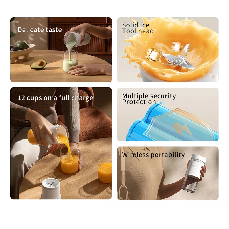 XIAOMI MIJIA Portable Juicer Mixer 2 Electric Mini Blender Fruit Vegetables Quick Crushed ice Juicing Kitchen Food Processor 5