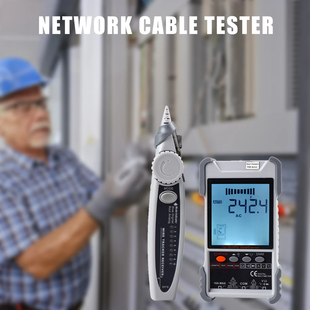 ET616 ET618 ET612 ET613 Network Cable Tester LCD Display Analog Digital Search POE Voltage Pairing Wiremap