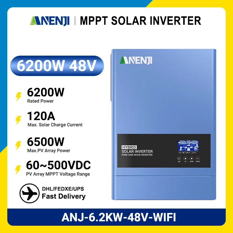6.2KW 4KW MPPT Hybrid Solar Inverter Pure Sine Off Grid Tie 230VAC PV 500V Buil