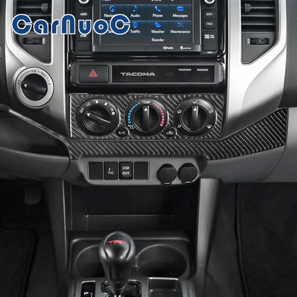 

Car Sticker For Toyota Tacoma 2012-2015 Climate Panel Decorative Strip Interior Moulding Accessories Carbon Fiber Cover Trim