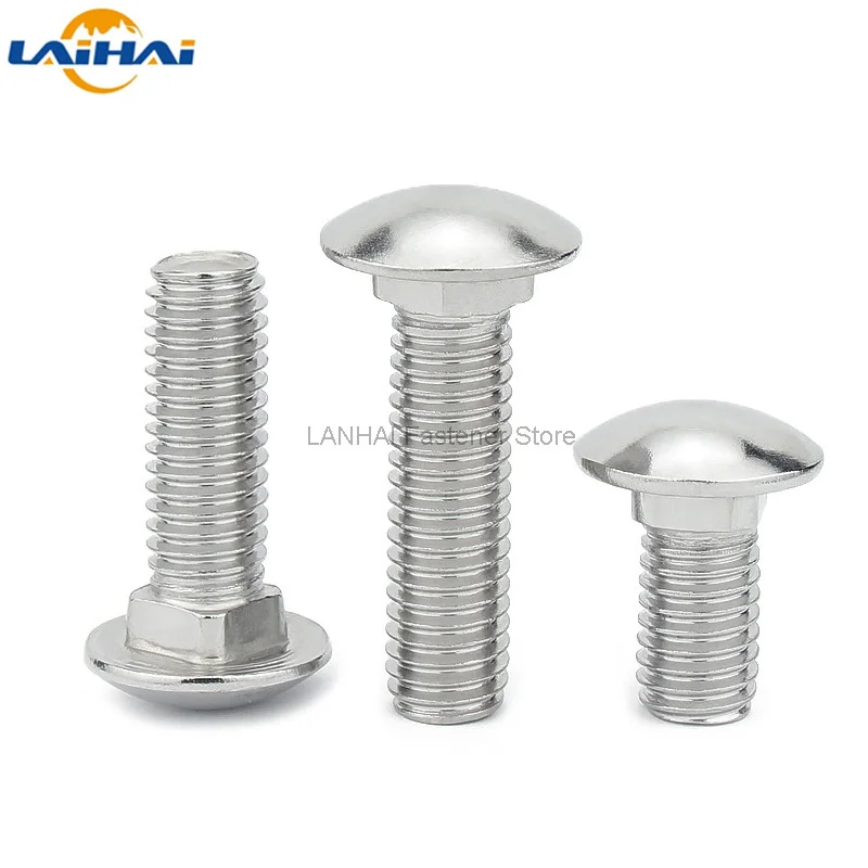 M4 M5 M6 M8 M10 M12 Steel GB12 DIN603 Truss Round Head Square Neck Carriage Screw Coach Bolt for Shelf Desk L = 10-100mm 2/5/10pc round pan head screw,cross round pan head screw,cross round head screw