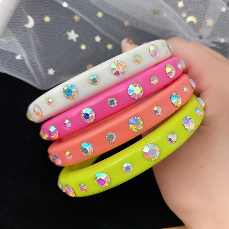 Bracciale Rigido In Resina Acrilica Colorata – Stile Vintage E Geometrico – Gioielli Impilabili Per Donna