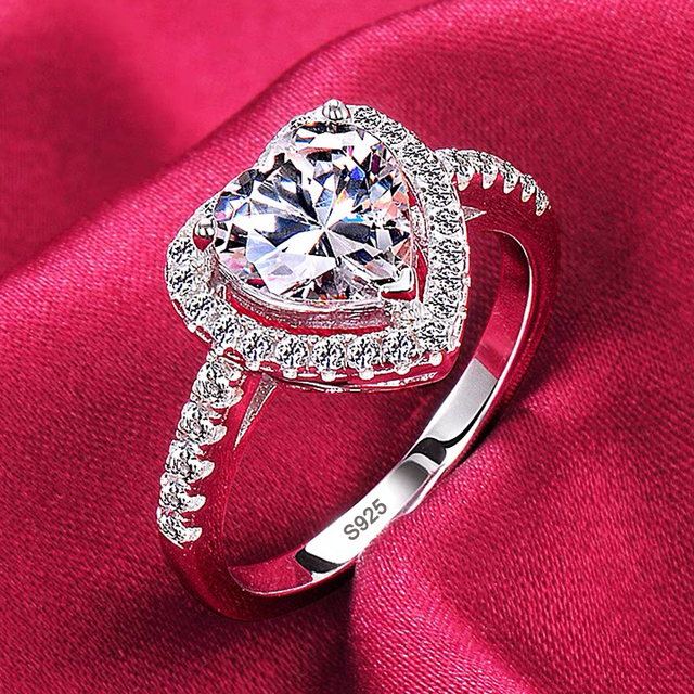 Fade 18K White Gold Rings Women High Quality Zirconia Diamond Original 925 Silver Rings Wedding Band Bridal Jewelry Gift