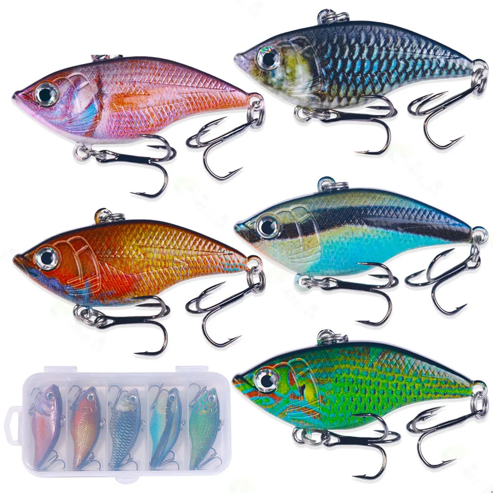 

5PC Vibration Sinking VIB Fishing Lure 5.5cm 14g Lipless Crankbait Artificial Hard Bait All Depth Winter Pike Bass Winter Tackle