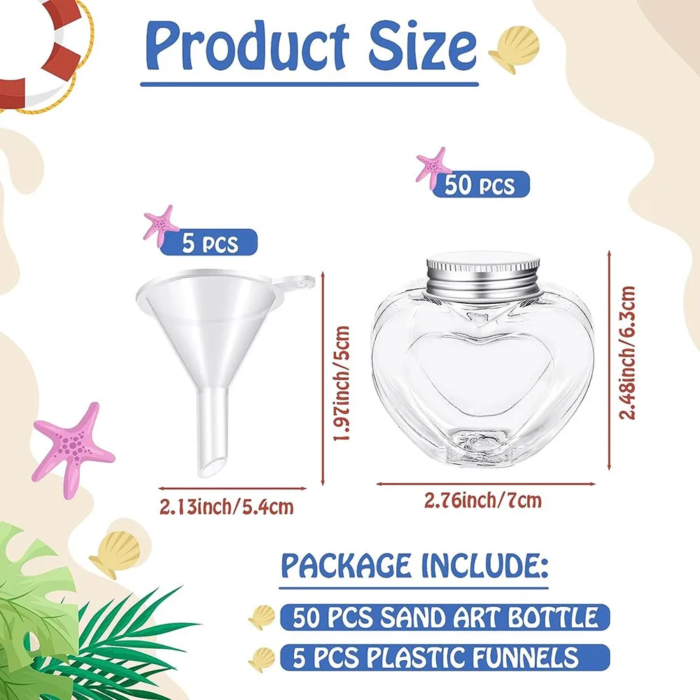 Description Picture 4 of itemSand Art Bottles Plastic Cute Shaped Bottles with 5 Funnels Sand Art Containers Kits for Kids Craft Party DIY Art Activity Group