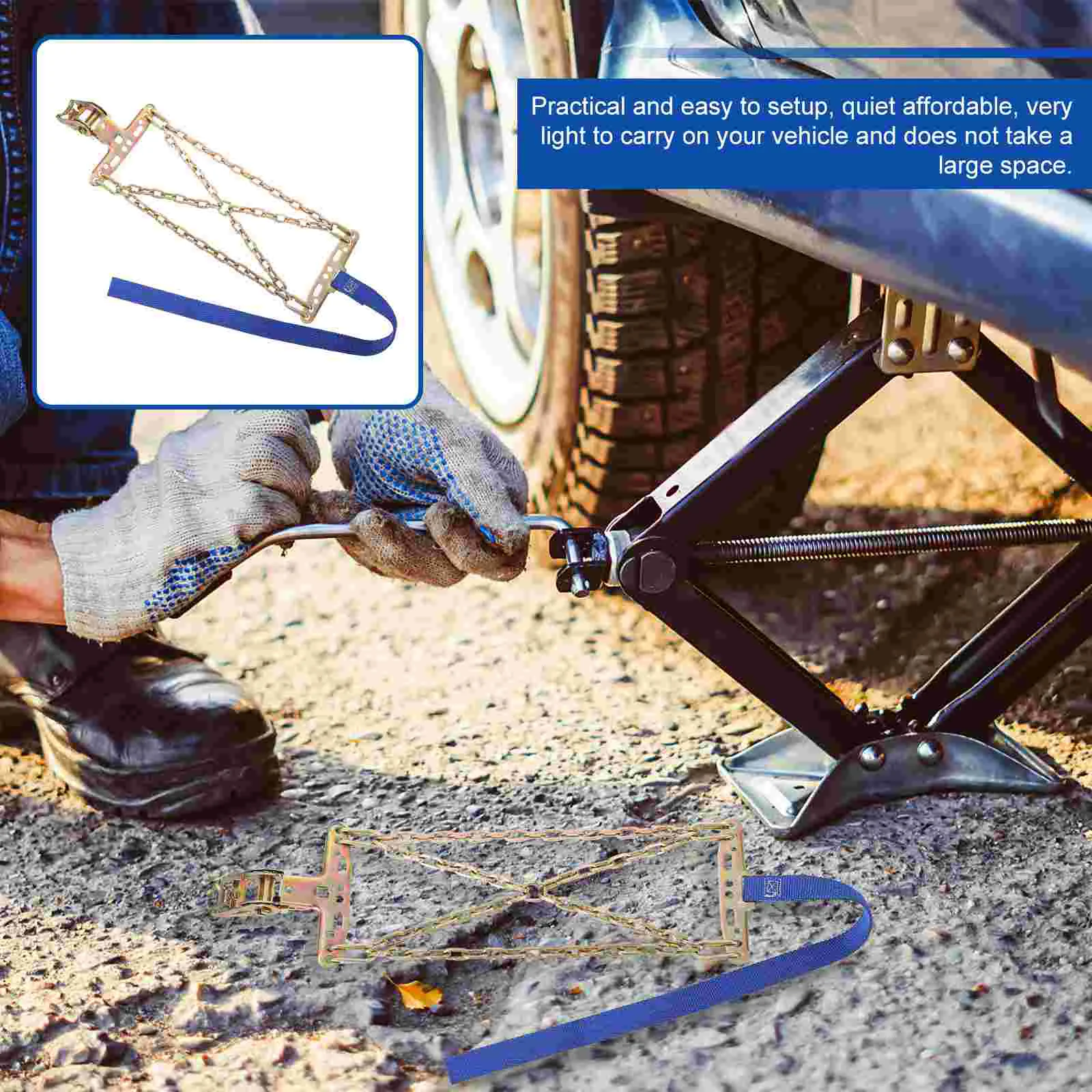 1pc Tire Antiskid Metal Snow Chain Wear-resistant Steel Tire Chain for Snow Road and Sand Road Anti-skid