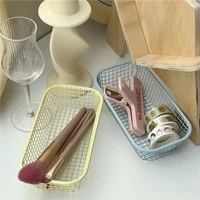 Metal Storage Basket Desktop Sundries Organizer Make Up Sorting Holder Stationerry Photocards Case Office Home Supplies 1