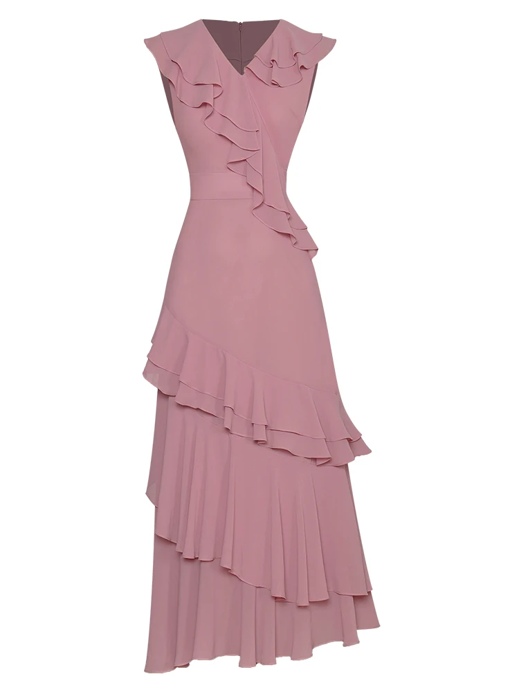 

Sweetsince Cascade Ruffle Dress Summer Women High Waist Fashion Elegant Mid Length Korean Fashion Beach Vacation 2023 Designer