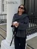 Fashion Scarf Collar Woolen Blends Jackets Women Elegant Long Sleeve Split Hem Loose Short Coats Fashion Autumn Lady Outerwear 4
