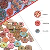 50/100 Round Assorted Floral Printed Wooden Decorative Buttons 2-Hole Floral Process Painted Wooden Cufflinks DIY Sewing Process 3