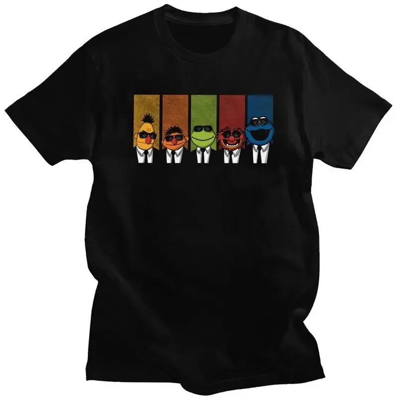 Maßgeschneidertes Reservoir Muppets T-Shirt für Herren, Sommer, kurze Ärmel, stilvolles Anime-Cartoon-Print-T-Shirt, bequeme, atmungsaktive Baumwolle