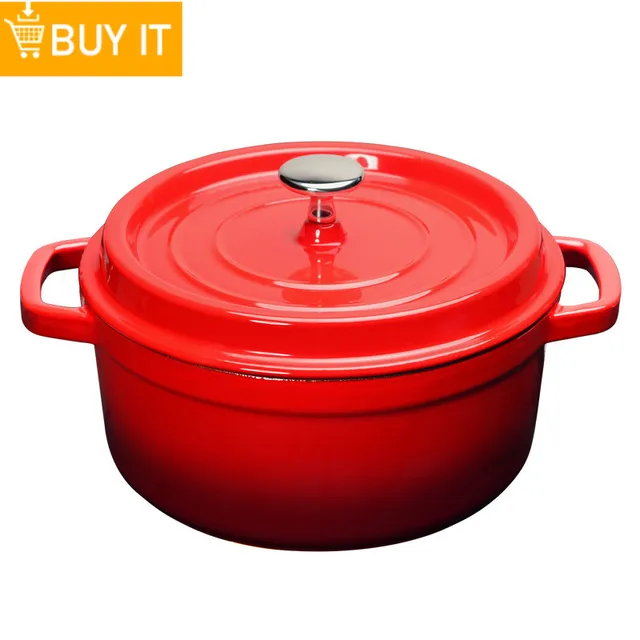 Enameled Cast Iron Dutch Oven 4 Quart Enamel Coated Cookware Pot Non-Stick  Enamel Pot Casserole Dish 8.6inch for All Heat Source - AliExpress