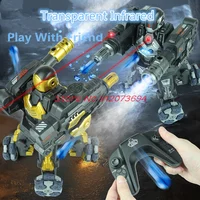 Simulated Spray Launching Water Bomb Remote Control Robot Toy 2.4G Lighting Music 360 ° Rotation Multiplayer Combat RC Robot Toy 2