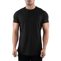 T-shirt de gymnastique en coton pour hommes, vêtements de Fitness d'été, col rond, manches courtes, coupe cintrée, musculation, entraînement 1