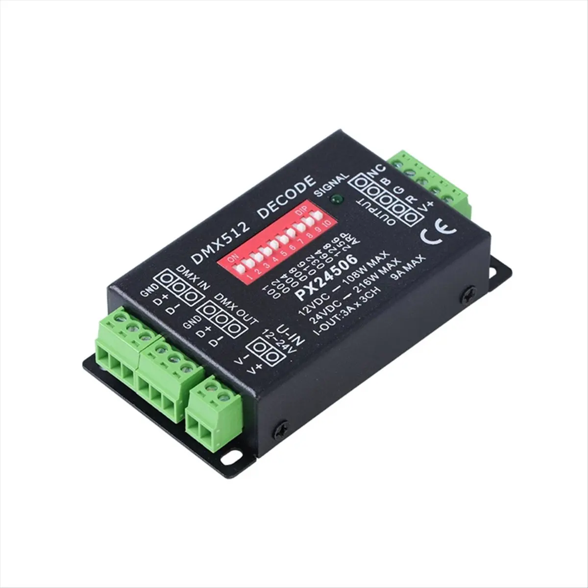 《공장 직판》PX24506 DMX512 디코더 드라이버 DMX512 3CH X 3A 증폭기 108W-216W12V 24V DC LED 컨트롤러(RGB LED 스트립 조명용)
