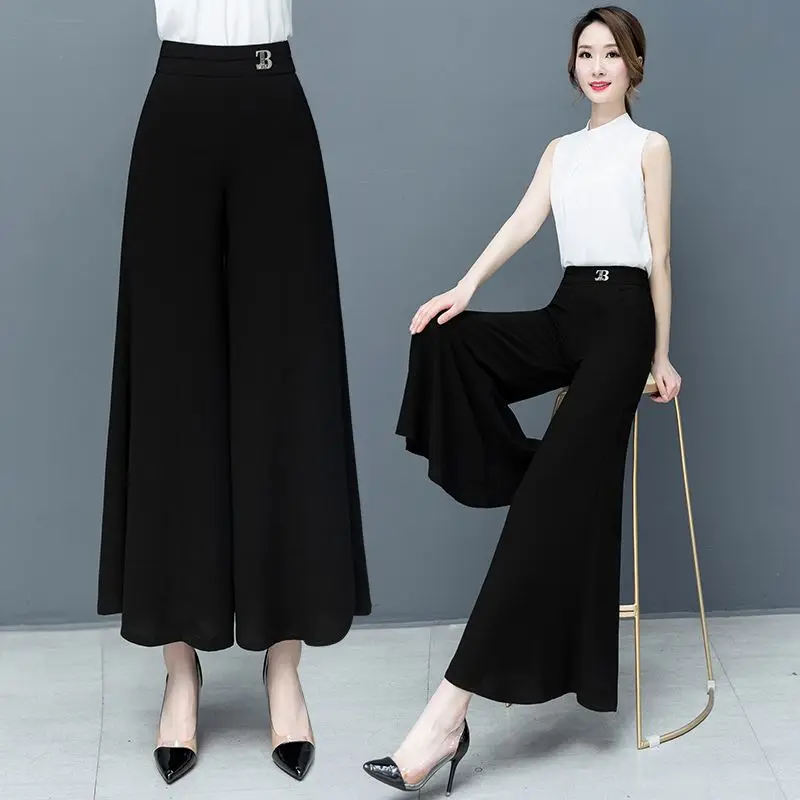 Office Lady Fashion Black Oversize Suit Pants Spring Autumn Big Size Elastic High Waist Women Korean Streetwear Casual Trousers