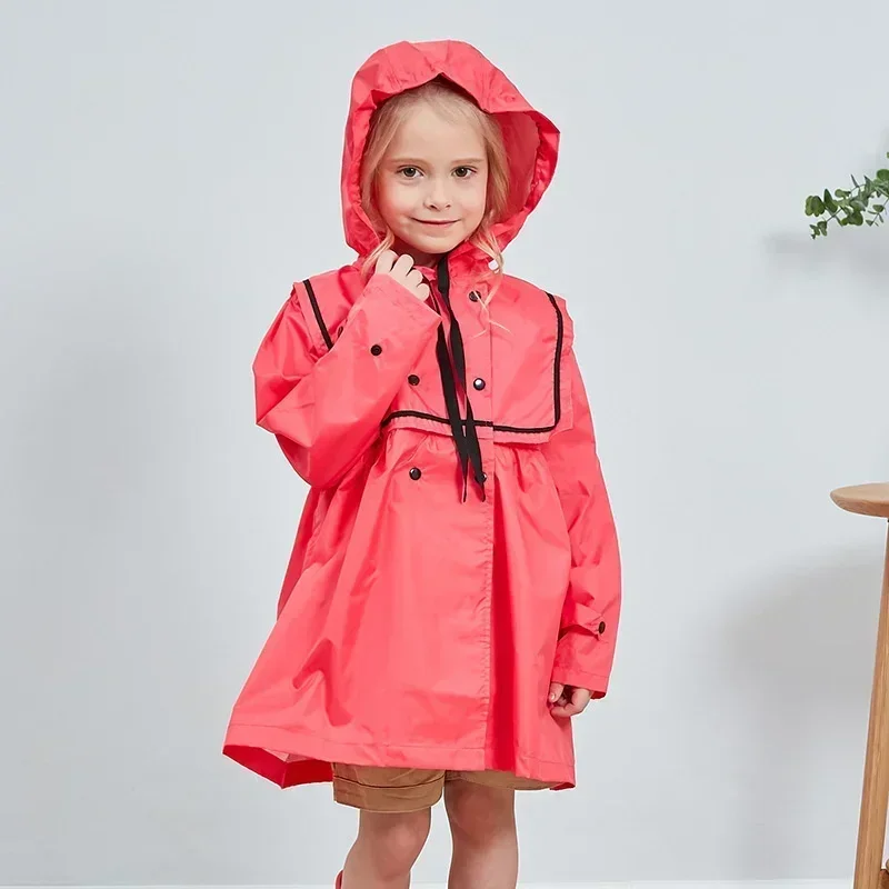 Raincoat Poncho Solid Princess Style kid's Raincoat Fashionable Girl Rain Poncho Waterproof and Breathable Rain Cover Comfortable Jacket