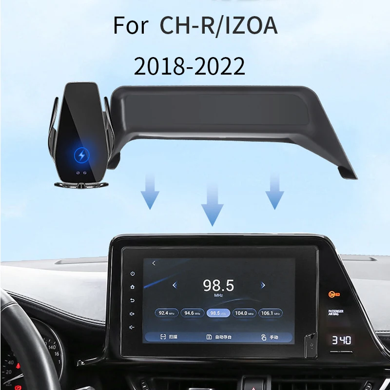 차량용 휴대폰 홀더, 도요타 CH-R IZOA 쿠페-하이 라이더 2018-2022 스크린 내비게이션, 무선 충전 랙 액세서리