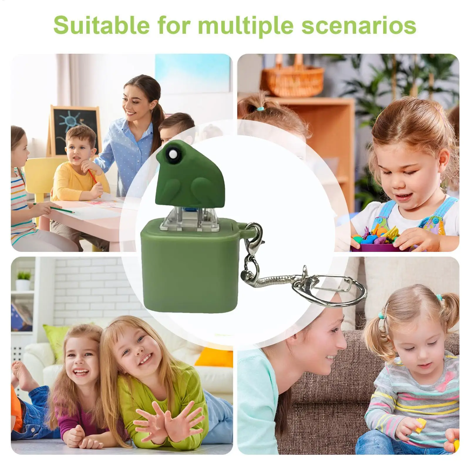 hot Funny Croaking Frog Keychain Rechargeable Frog Keyboard Fidget Clicker Frog Sound Keychain With LED Light For Stress Relief