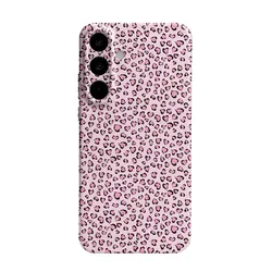 Leopard Print Pink Love Heart Hard PC Phone Case Cover - Galaxy S23 Ultra (JSS107)