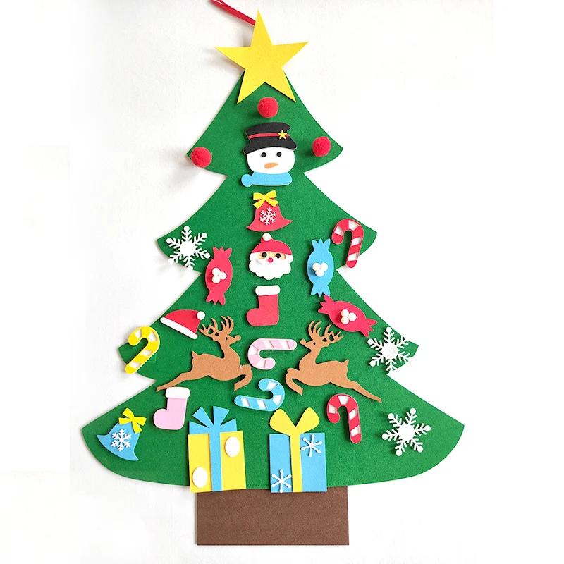 DIY Felt Christmas Tree Christmas Decoration for Home Navidad 2022 New Year Christmas Ornaments Santa Claus Xmas Kids Gifts images - 6
