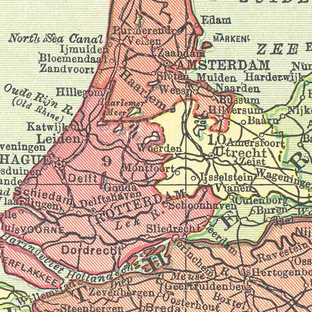 42*59cm The 1914 Belgium and Netherlands Map Vintage Wall Art Poster Spray Canvas Painting Education School Supplies Home Decor