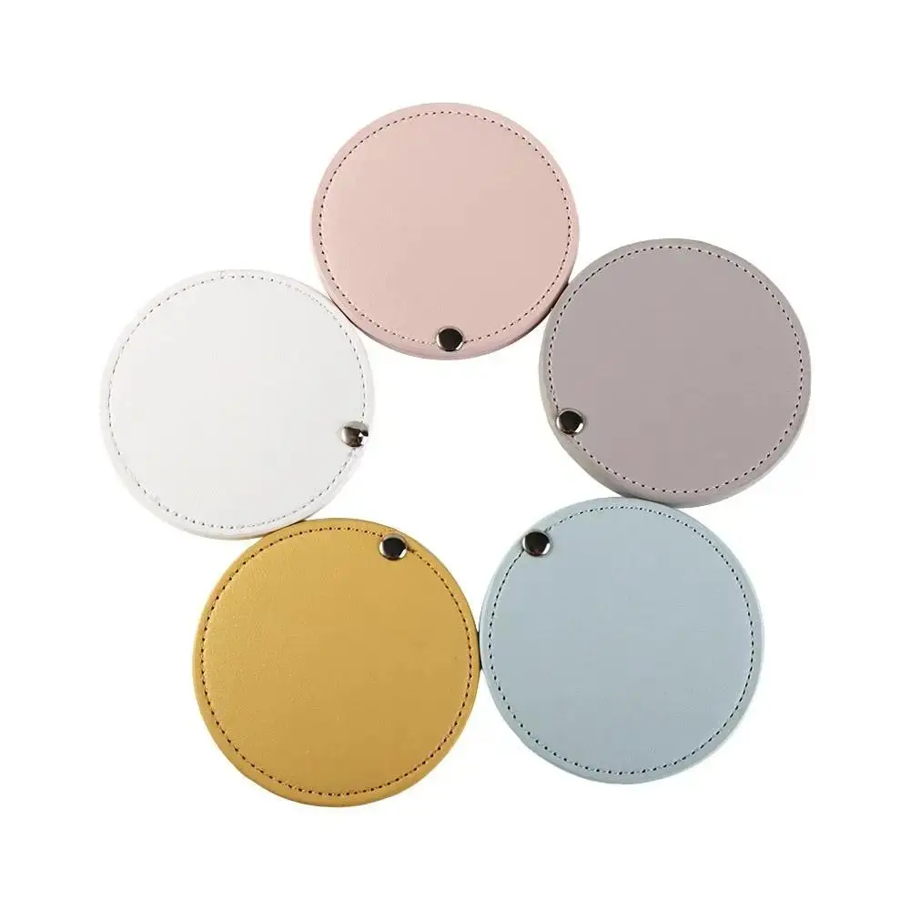 New Pu Leather Makeup Mirror Round Lightweight Cosmetic Mirror Mini Ultra-Thin Pocket Mirror