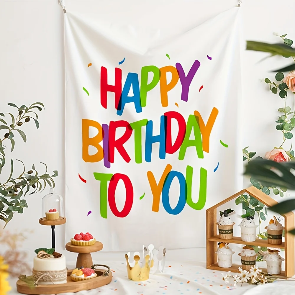 새로운 생일 축하 배경 태피스트리 소녀 소년 생일 파티 배경 배너