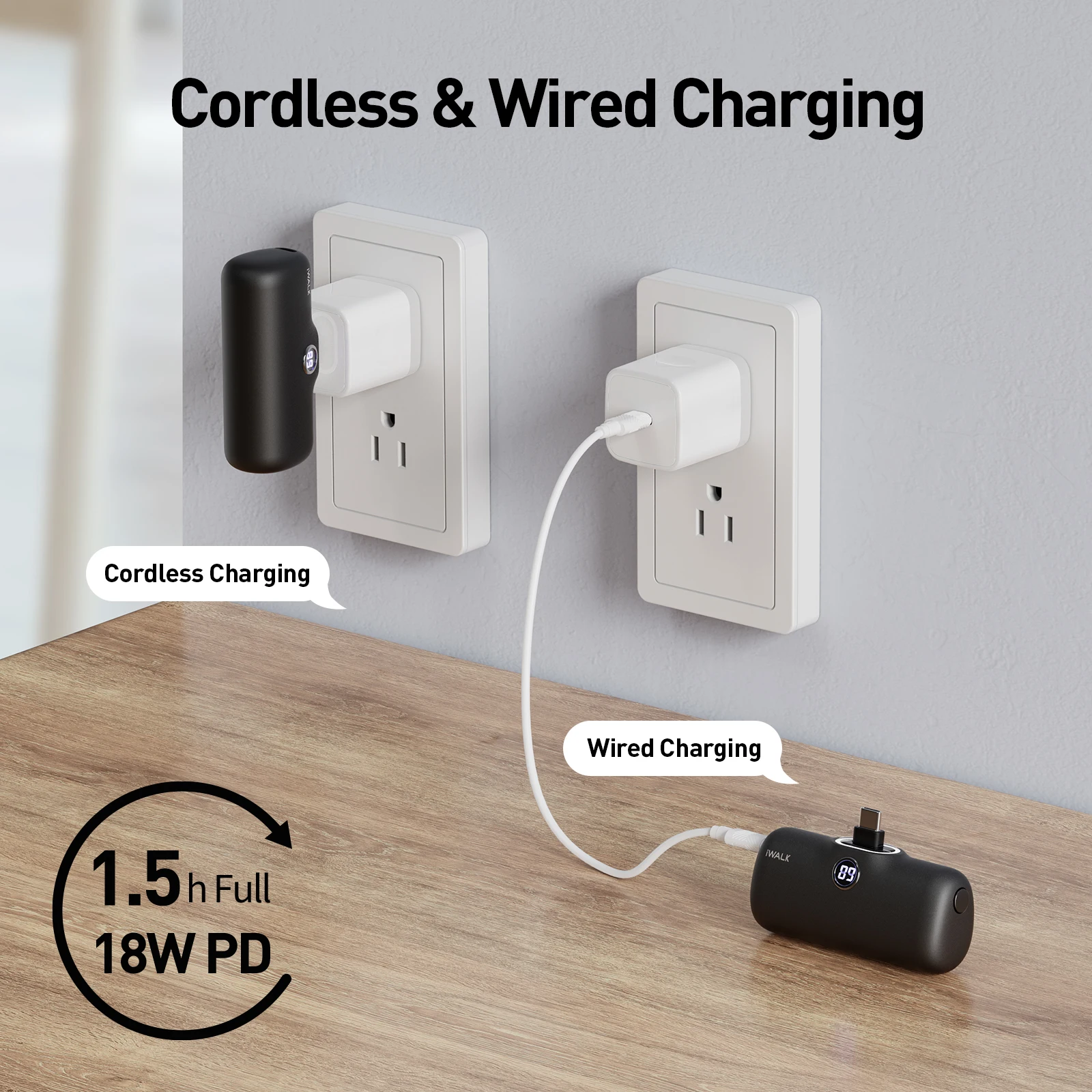 iWALK TYPE-C 4800mAh Capsule Powerbank Fast Charge Portable External Battery for IPhone 15 16 Samsung S24/23 Android Power Banks 4