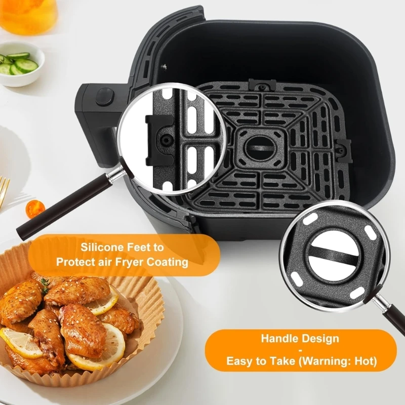 7.3 Inch Square Tray 4QT Air Fryer Replacement Grill Plate Pans Nonstick Suitable For Healthier Cooking Pizza Vegetables