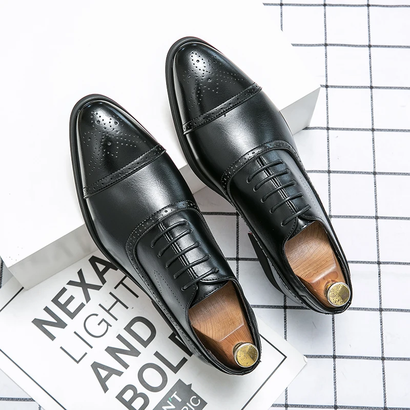 Business Formal Black Leather Shoes Mens Fashion Casual Dress Shoes Classic Italian Formal Oxford For Men Zapatos Hombre