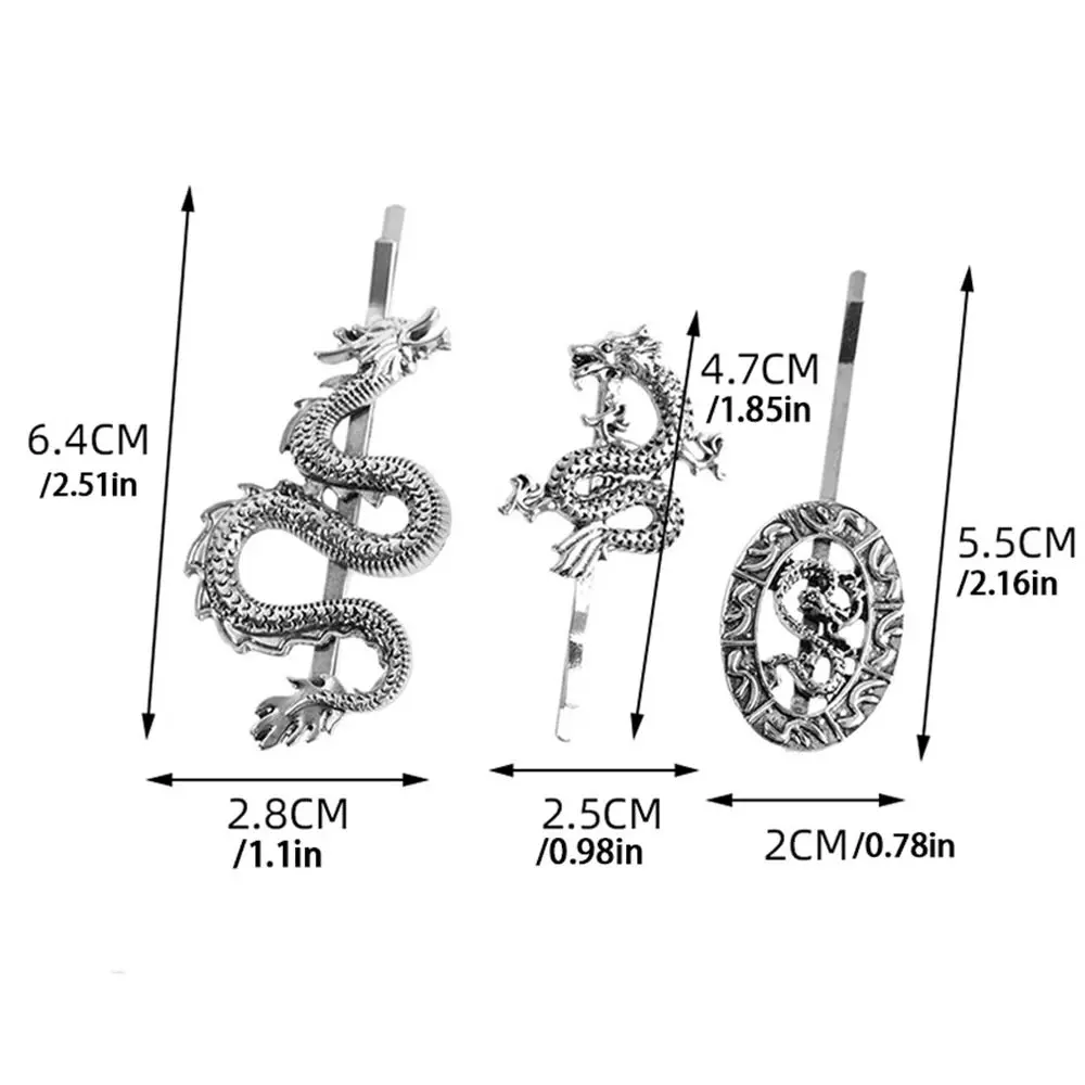 Description Picture 3 of itemBarrette Silver Girls Hairpin Simple Metal Hair Clip Dragon Shape Hairpin Chinese Style Headwear Female Hair Accessories