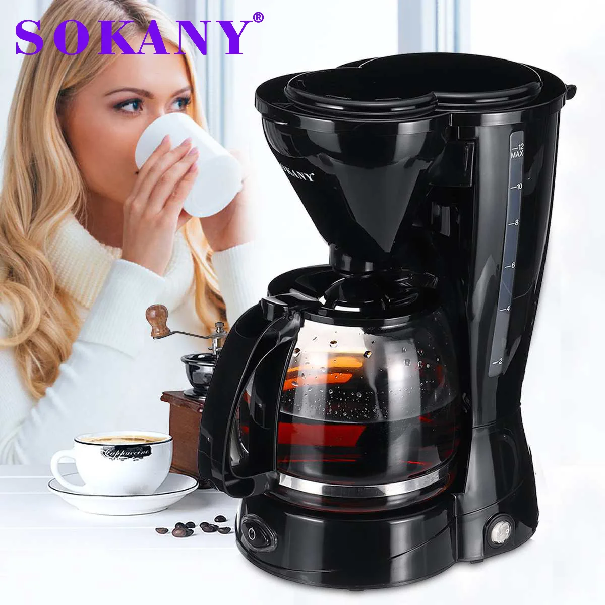 1.5L Electric Dirp Coffee Machime 800W Coffee Maker 12 Cups