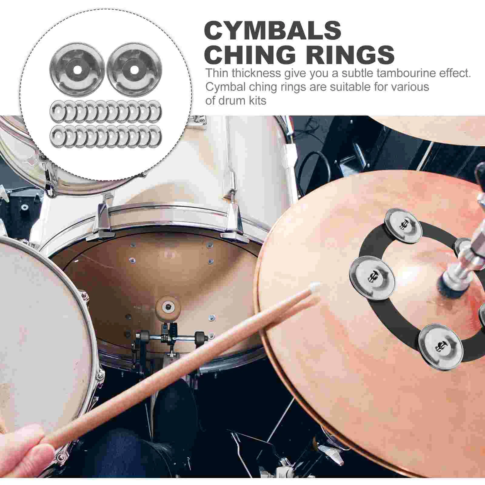 50 Pcs Cymbal Ching Ring Drum Accessories Snare Tambourine Ring Percussion Instrument Cymbal Bell Drum Set Replacement Parts