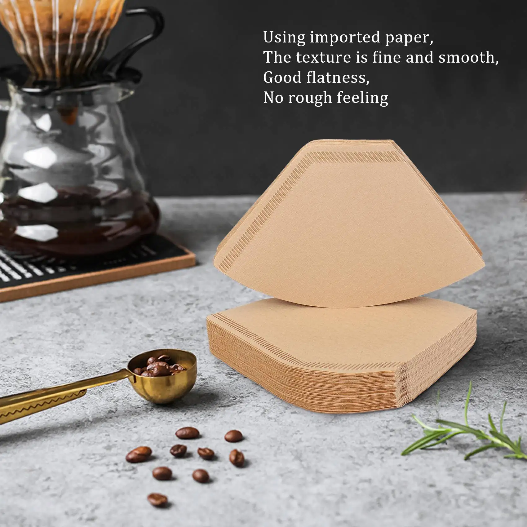 100Pcs Coffee Filters Disposable Cone Paper Coffee Filter Natural Unbleached Filter 4-6 Cup for Pour Over Coffee Makers