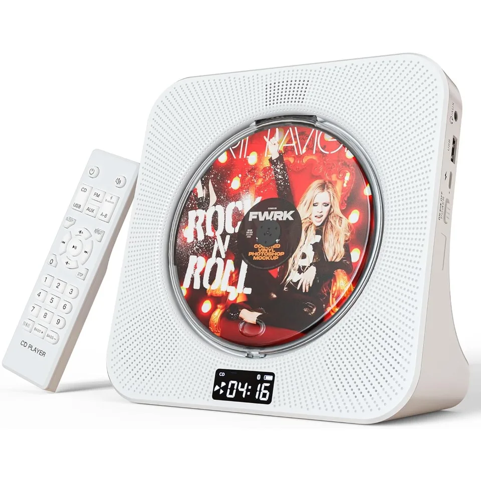 Portable Bluetooth CD Player with Remote and Speakers